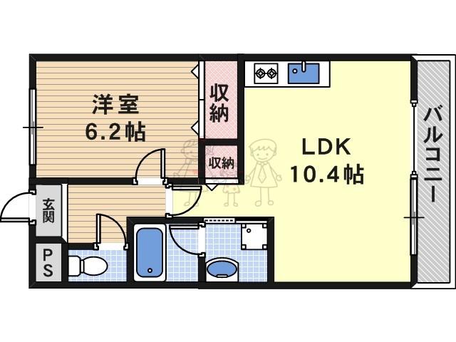 サンプリエール(1LDK/4階)の間取り写真