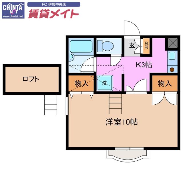 メゾン倉田山(1K/2階)の間取り写真