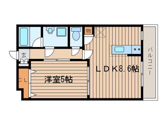 ドゥーメゾン高橋(1LDK/2階)の間取り写真