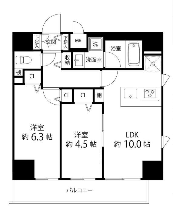 SAION町屋 旧レフィールオーブ町屋駅前(2LDK/15階)の間取り写真