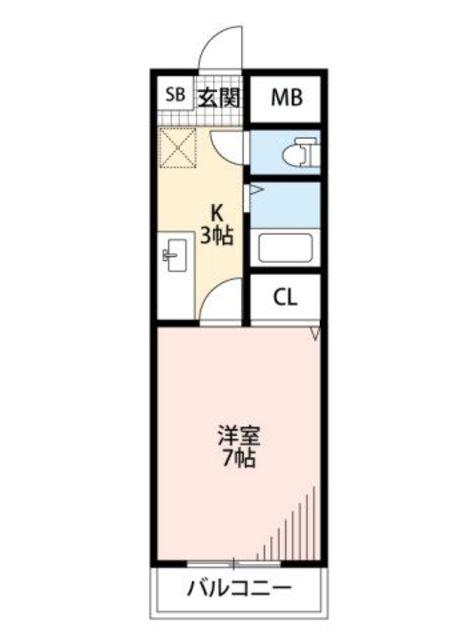 ロイヤルヒルズ大橋参番館(1K/5階)の間取り写真