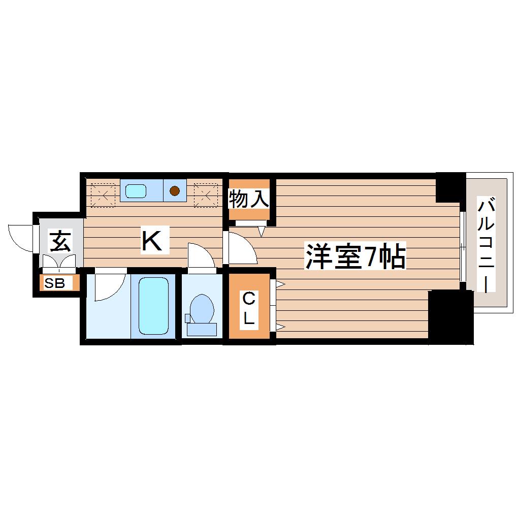 リバーシティ上杉(1K/6階)の間取り写真