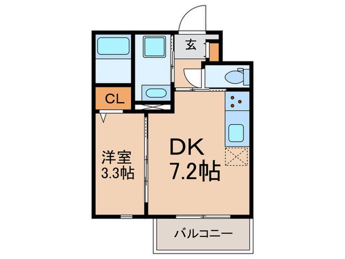 スカースデール駒沢(1DK/1階)の間取り写真