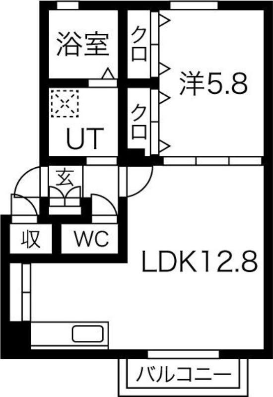 クラージュN34(1LDK/1階)の間取り写真