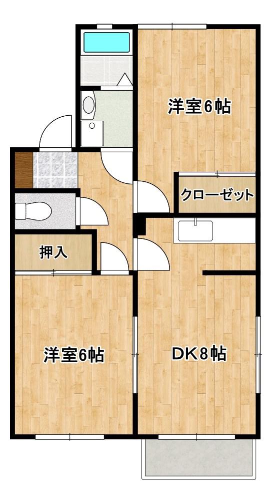 コーポ松南5号(2DK/1階)の間取り写真