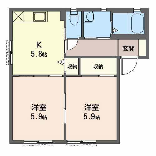 ＪＲ東海道本線 菊川駅(静岡) 徒歩30分 2階建 築27年(2DK/1階)の間取り写真
