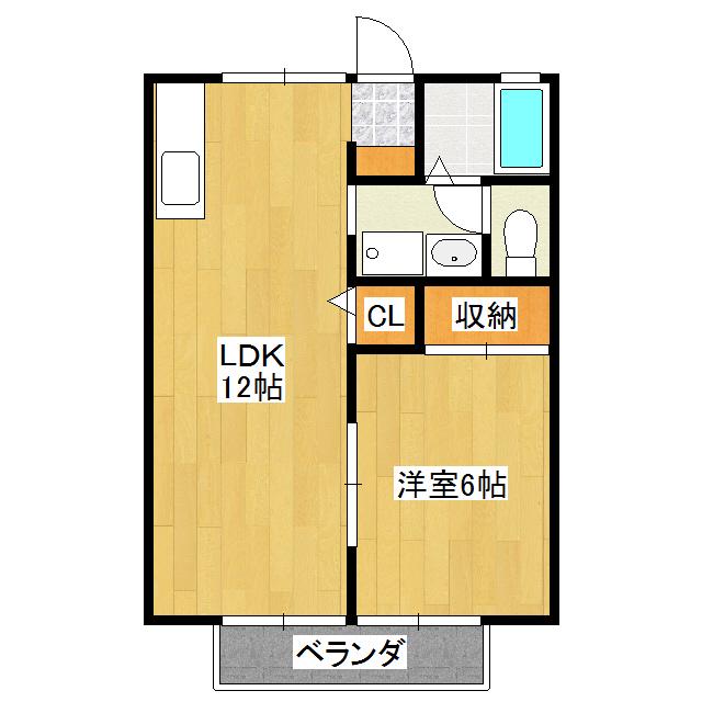 ジュネス精華A(1LDK/2階)の間取り写真