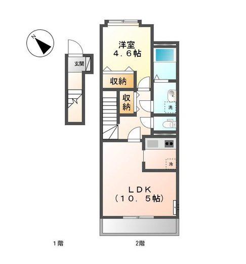 パサージュ デュ ヴァン(1LDK/2階)の間取り写真