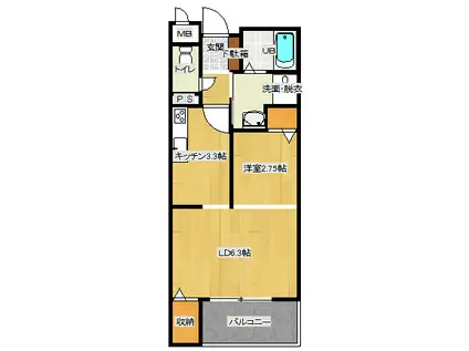 YH神力マンションII(1DK/1階)の間取り写真