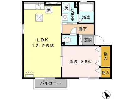 ボナール・パル(1LDK/2階)の間取り写真