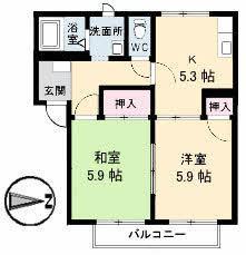 フレグランスAS D棟(2K/2階)の間取り写真