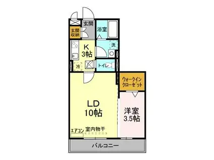 プロスパーA(1LDK/1階)の間取り写真
