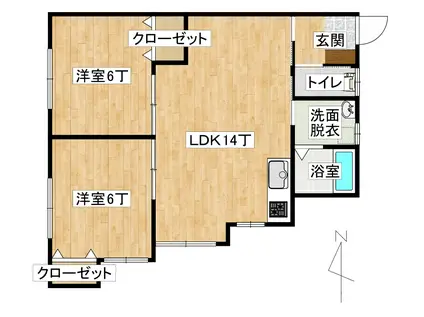 エステート・パレ・わせだ(2LDK/2階)の間取り写真