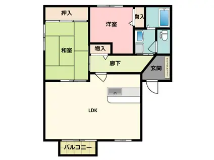 ディアスソレアード(2LDK/2階)の間取り写真