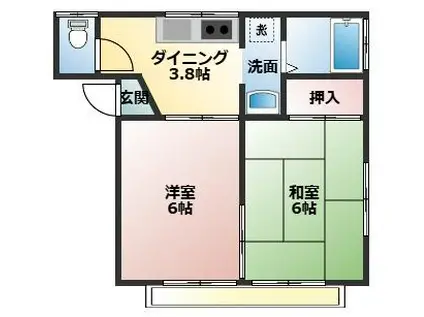 サンシンアパート(2DK/2階)の間取り写真