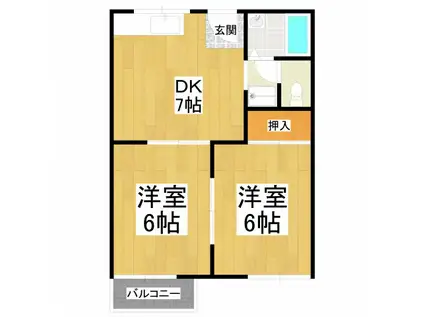 寿里マンション(2DK/2階)の間取り写真