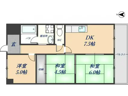 松岡マンション(3DK/3階)の間取り写真