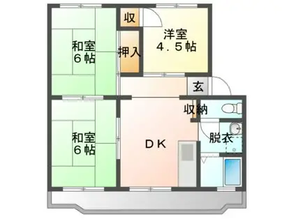 岡マンション(3DK/1階)の間取り写真