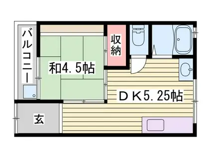 東口アパート(1DK/1階)の間取り写真