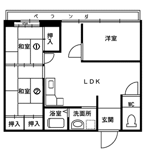 渡辺第一ビル(3LDK/2階)の間取り写真