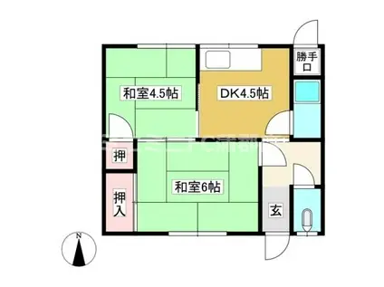 ＪＲ東海道本線 三河三谷駅 徒歩20分 1階建 築56年(2DK/1階)の間取り写真