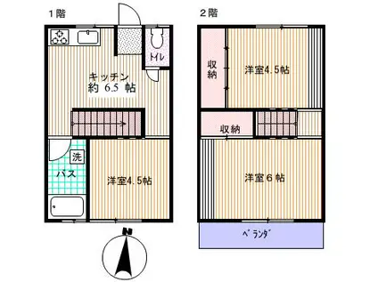 あさひヶ丘アパート(3DK/1階)の間取り写真