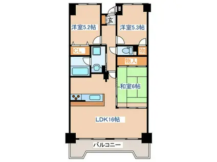 ネオハイツ中野栄(3LDK/3階)の間取り写真