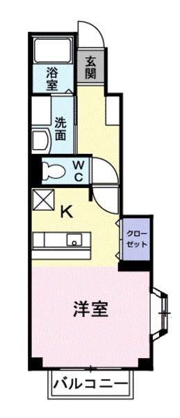 マーヴェラスA棟(1K/1階)の間取り写真