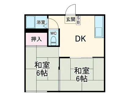 レジデンス松戸B(2DK/1階)の間取り写真