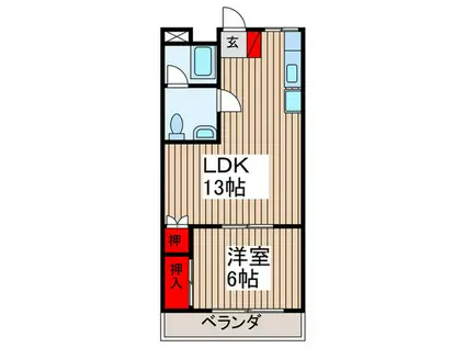 ダイヤモンドプラザ(1LDK/3階)の間取り写真