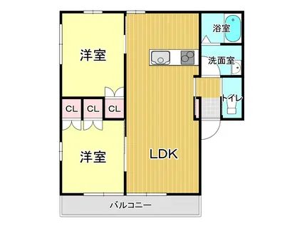 BONHEURI(2LDK/1階)の間取り写真
