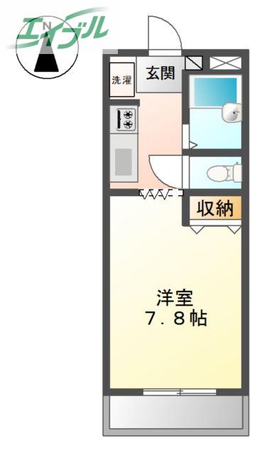 プロニティワン(1K/1階)の間取り写真