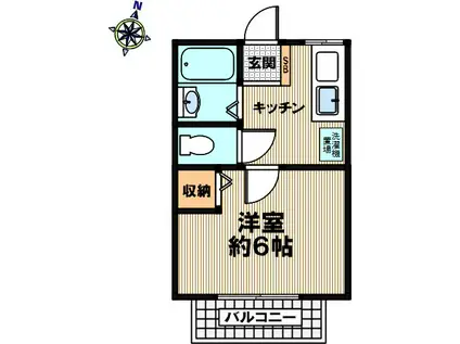 ベアハイツ(1K/1階)の間取り写真