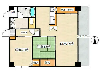 エネピア庚午北(1SLDK/2階)の間取り写真