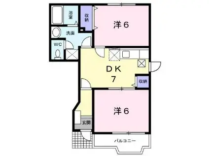 コージーハウス石井B(2DK/1階)の間取り写真
