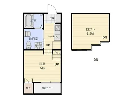 アレグリア大島II(1K/1階)の間取り写真