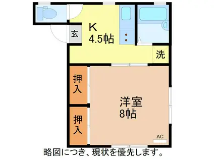 コーポ毛矢(1K/1階)の間取り写真