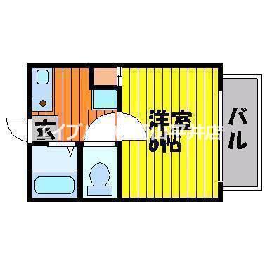 コーポパル(1K/2階)の間取り写真