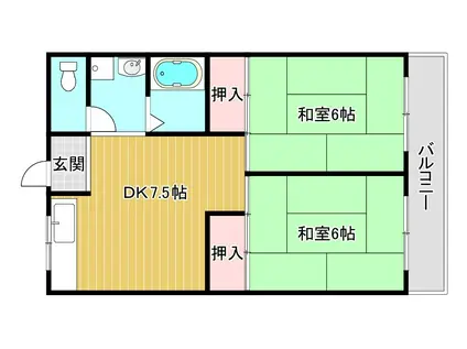 ドリームハイツ(2DK/1階)の間取り写真