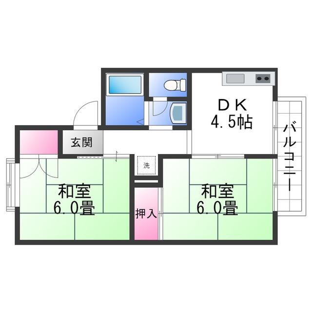 セジュール池内II棟(2DK/2階)の間取り写真