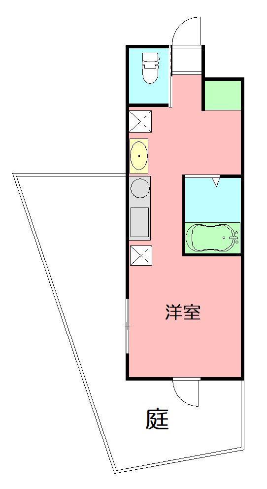 THE TERRACE 鵠沼藤ヶ谷(1K/1階)の間取り写真