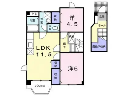 ラ・ファミリア(2LDK/2階)の間取り写真