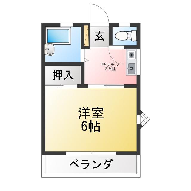 レクス入船(1K/2階)の間取り写真