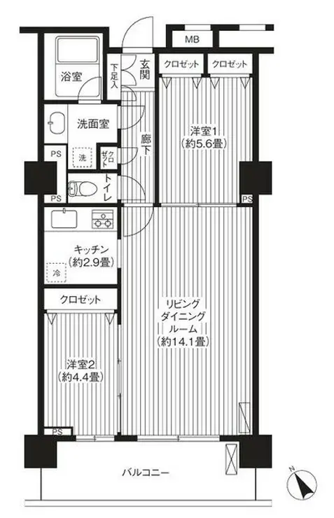 グランピラー高井戸 5階階 間取り