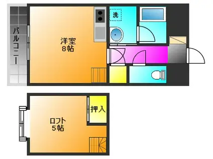 日吉壱番館(ワンルーム/8階)の間取り写真