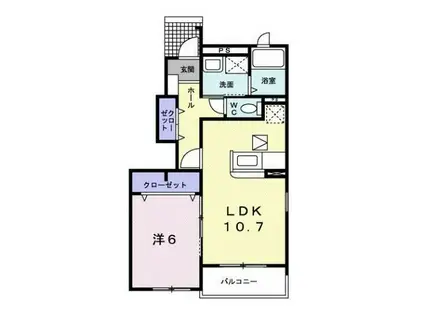 エムズ・ヒル(1LDK/1階)の間取り写真