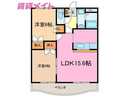 プロミネント伊勢中川II(2LDK/1階)の間取り写真