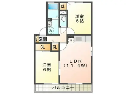 LE.CLEZIOII(2LDK/2階)の間取り写真