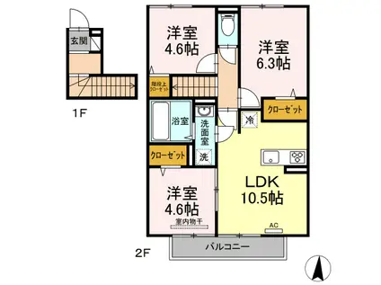 グランドソレイユ K(3LDK/2階)の間取り写真