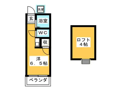 ペントハウス(ワンルーム/2階)の間取り写真